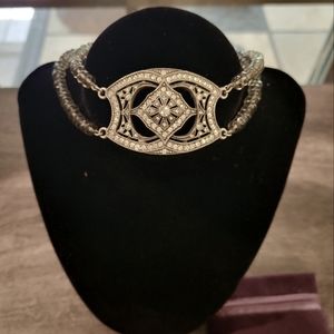 Rhinestone & Double Stand Glass Bezel Cut Bead Chocker